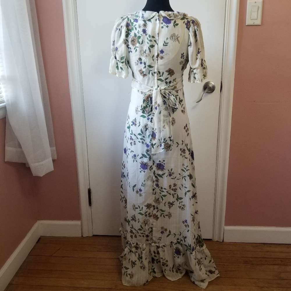 Vintage 70s Cottagecore Puff Sleeve Boho Floral Maxi Dress. S/M - Picture 9 of 11